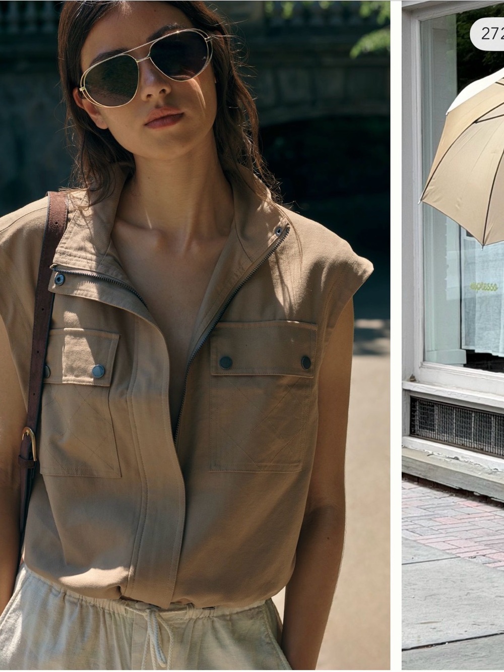 AVEC LES FILLES CROPPED CARGO VEST IN BURNT SAGE, SIZE SMALL